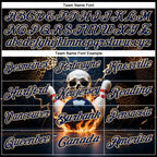 Custom Navy Vegas Gold 3D Flame Leopard Print Skull Bowling Performance Polo Shirt