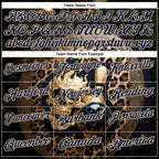 Custom Navy Vegas Gold 3D Leopard Print Metal Skull Bowling Performance Polo Shirt