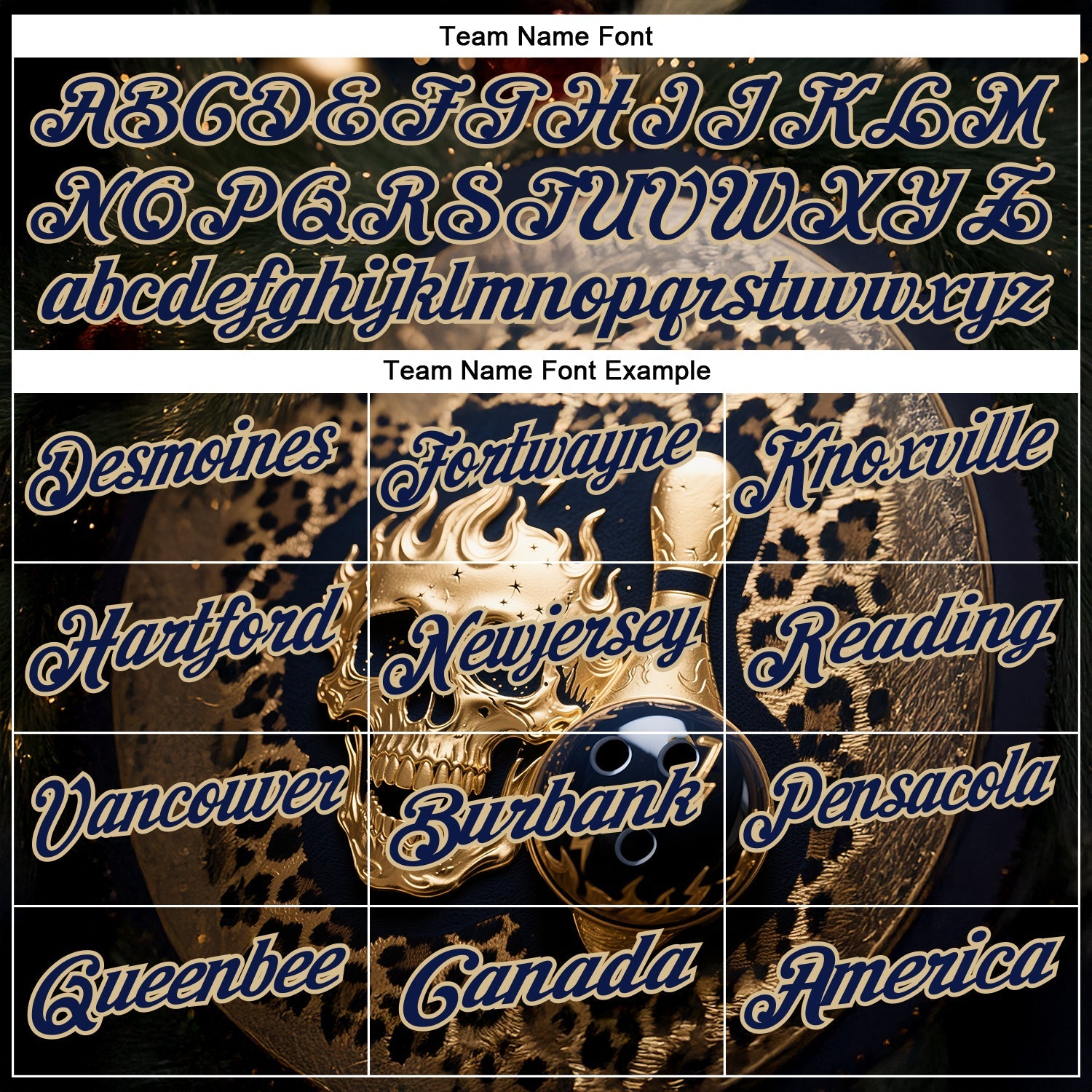 Custom Navy Vegas Gold 3D Leopard Print Metal Skull Bowling Performance Polo Shirt