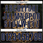 Custom Navy Vegas Gold 3D Leopard Print Metal Skull Bowling Performance Polo Shirt