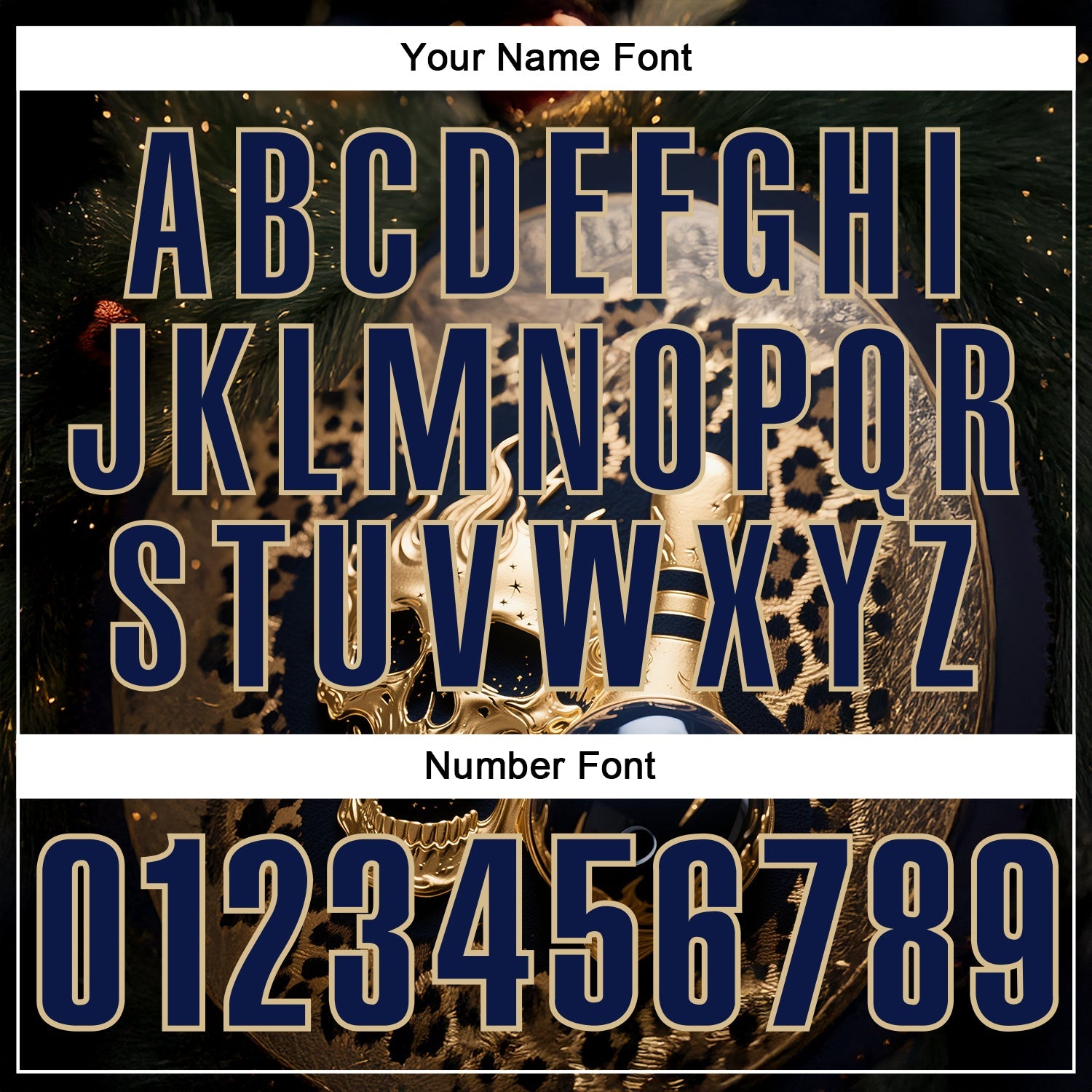 Custom Navy Vegas Gold 3D Leopard Print Metal Skull Bowling Performance Polo Shirt