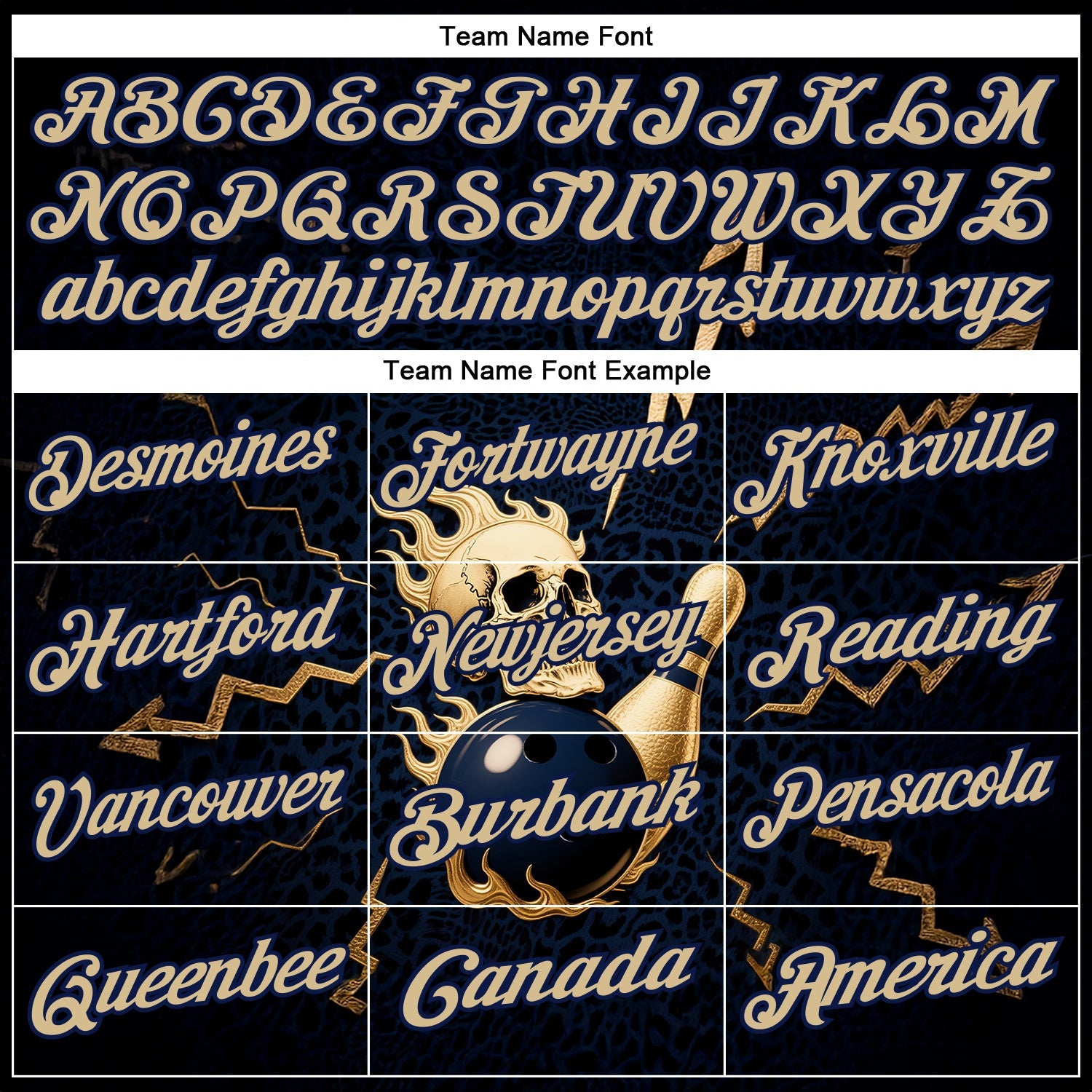 Custom Navy Vegas Gold 3D Metal Skull Bowling Performance Polo Shirt