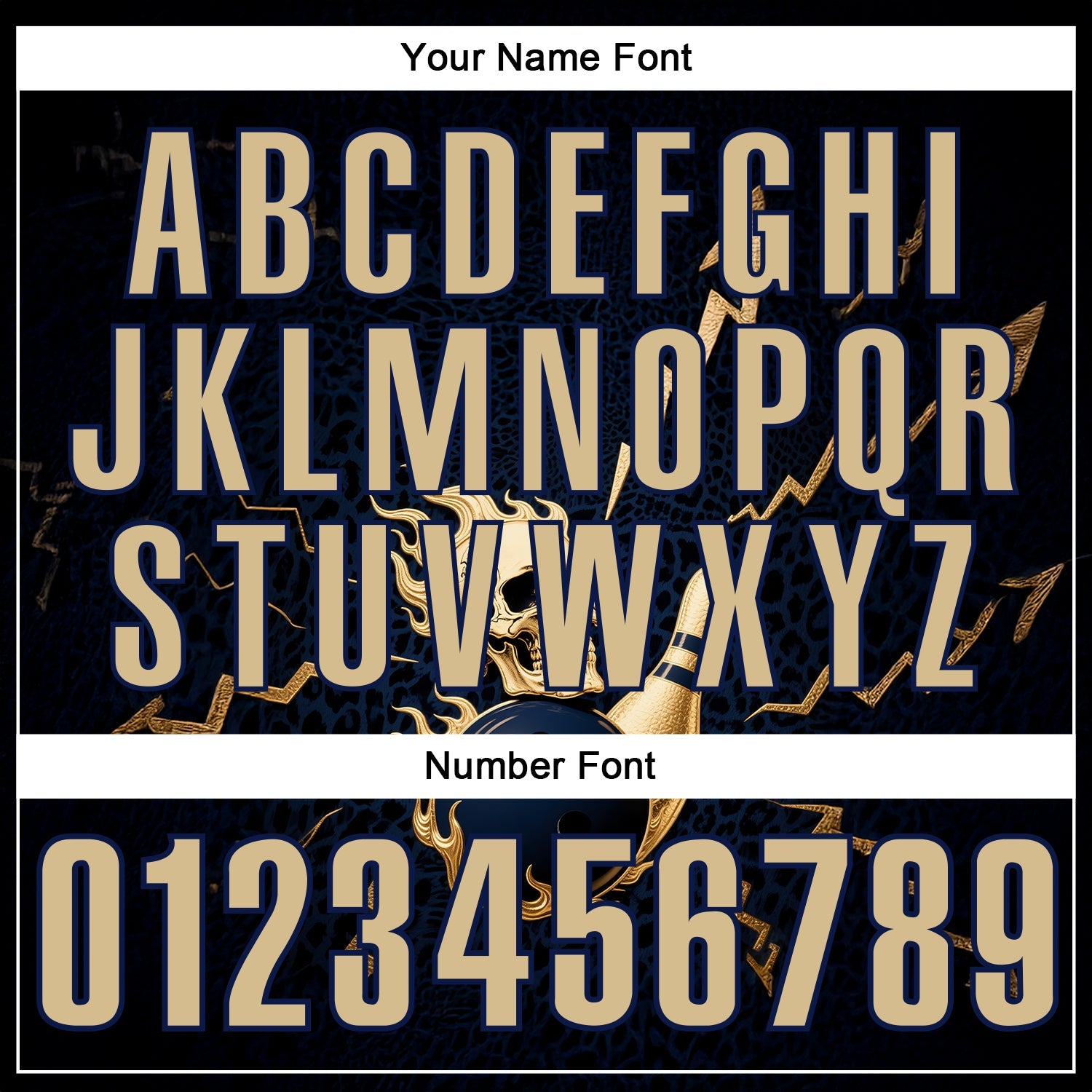 Custom Navy Vegas Gold 3D Metal Skull Bowling Performance Polo Shirt