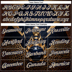 Custom Navy Vegas Gold 3D Leopard Print Metal Skull Bowling Performance Polo Shirt