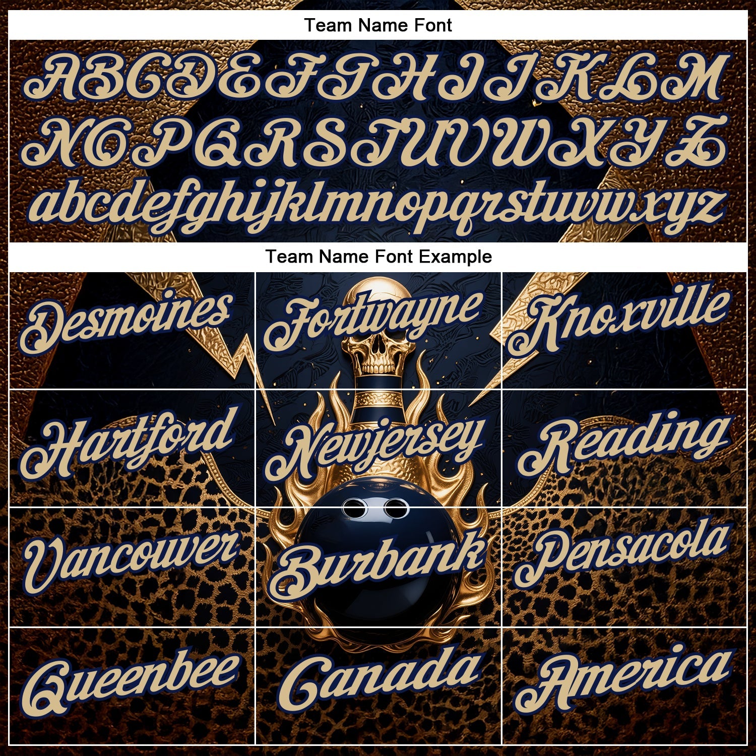 Custom Navy Vegas Gold 3D Leopard Print Metal Skull Bowling Performance Polo Shirt