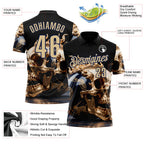 Custom Navy Vegas Gold 3D Metal Skull Bowling Performance Polo Shirt