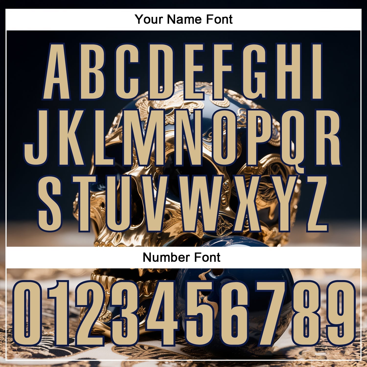 Custom Navy Vegas Gold 3D Metal Skull Bowling Performance Polo Shirt