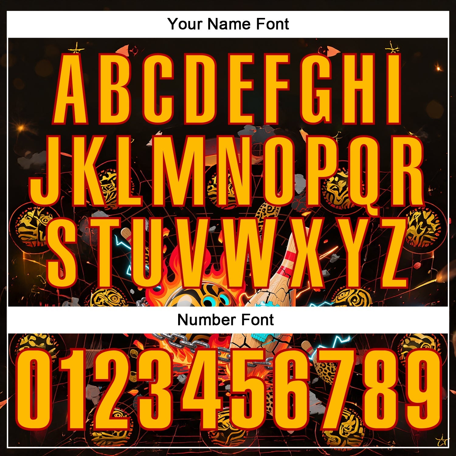 Custom Black Gold-Red 3D Flame Skull Bowling Performance Polo Shirt