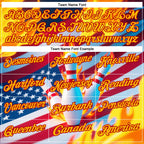 Custom Navy Gold-Red 3D American Flag Flame Bowling Performance Polo Shirt