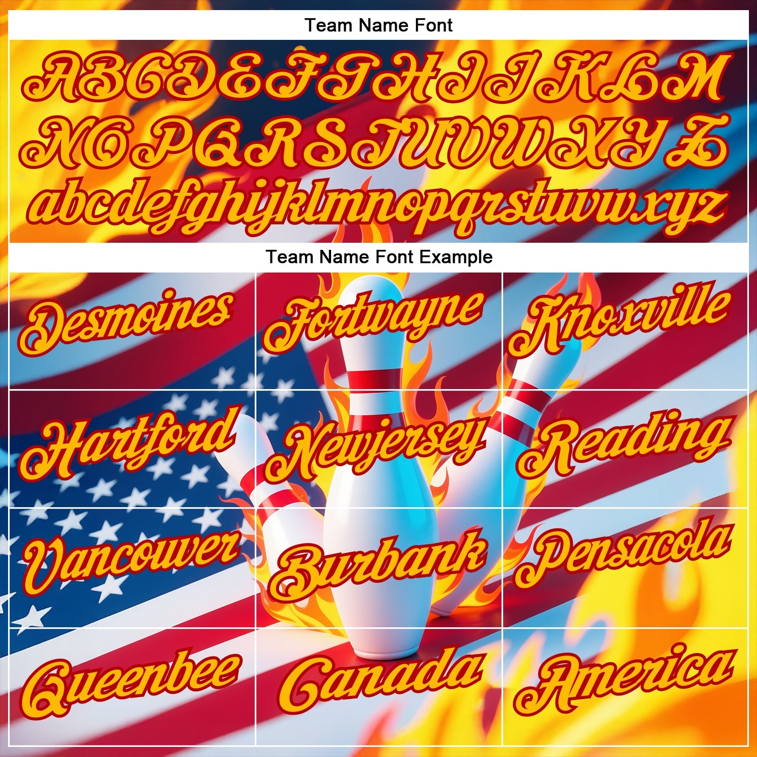 Custom Navy Gold-Red 3D American Flag Flame Bowling Performance Polo Shirt