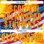 Custom Navy Gold-Red 3D American Flag Flame Bowling Performance Polo Shirt