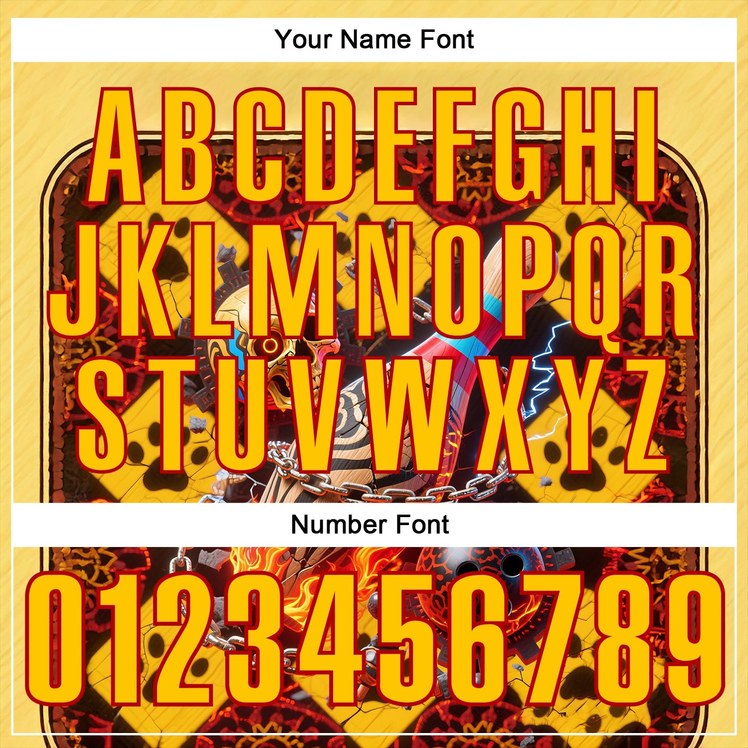 Custom Gold Yellow-Red 3D Flame Skull Bowling Performance Polo Shirt