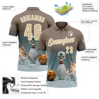 Custom Gray Vegas Gold-White 3D Flame Gem Skull Bowling Performance Polo Shirt