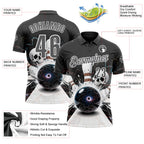 Custom Steel Gray White 3D Galaxy Leopard Print Skull Bowling Performance Polo Shirt