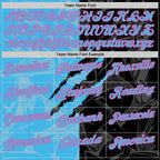 Custom Graffiti Pattern Sky Blue Black-Pink 3D Scratch Performance Polo Shirt