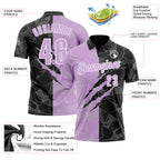 Custom Graffiti Pattern Light Purple Black-White 3D Scratch Performance Polo Shirt