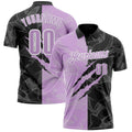 Custom Graffiti Pattern Light Purple Black-White 3D Scratch Performance Polo Shirt