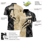 Custom Graffiti Pattern Vegas Gold Black-White 3D Scratch Performance Polo Shirt