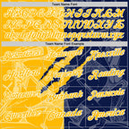 Custom Graffiti Pattern Gold Navy-White 3D Scratch Performance Polo Shirt