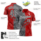 Custom Graffiti Pattern Steel Gray Red-White 3D Scratch Performance Polo Shirt
