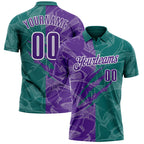 Custom Graffiti Pattern Purple Teal-White 3D Scratch Performance Polo Shirt