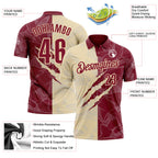 Custom Graffiti Pattern Crimson-Cream 3D Scratch Performance Polo Shirt