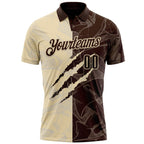 Custom Graffiti Pattern Brown-Cream 3D Scratch Performance Polo Shirt