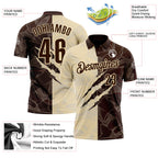 Custom Graffiti Pattern Brown-Cream 3D Scratch Performance Polo Shirt