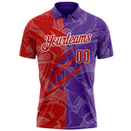 Custom Graffiti Pattern Red Purple-White 3D Scratch Performance Polo Shirt