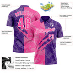 Custom Graffiti Pattern Pink Purple-White 3D Scratch Performance Polo Shirt