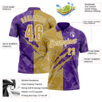 Custom Graffiti Pattern Old Gold Purple-White 3D Scratch Performance Polo Shirt