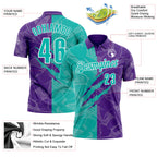 Custom Graffiti Pattern Aqua Purple-White 3D Scratch Performance Polo Shirt
