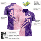 Custom Graffiti Pattern Light Pink Purple-White 3D Scratch Performance Polo Shirt