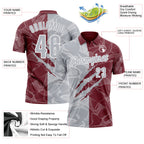 Custom Graffiti Pattern Gray Burgundy-White 3D Scratch Performance Polo Shirt