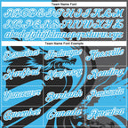 Custom Black Sky Blue Steel Gray-White 3D Pattern Design Animal Wolf And Splash Performance Polo Shirt