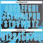 Custom Black Sky Blue Steel Gray-White 3D Pattern Design Animal Wolf And Splash Performance Polo Shirt