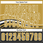 Custom Old Gold Black-White 3D Pattern Design Star And Geometric Shapes Performance Polo Shirt