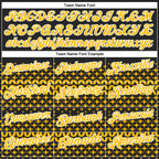 Custom Black Gold-White 3D Pattern Design Star Performance Polo Shirt