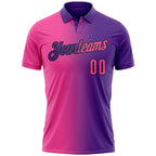 Custom Purple Pink-Black 3D Gradient Fashion Performance Polo Shirt