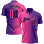 Custom Purple Pink-Black 3D Gradient Fashion Performance Polo Shirt