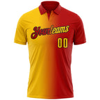 Custom Red Yellow-Black 3D Gradient Fashion Performance Polo Shirt