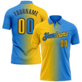 Custom Powder Blue Yellow-Black 3D Gradient Fashion Performance Polo Shirt
