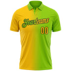 Custom Neon Green Yellow-Black 3D Gradient Fashion Performance Polo Shirt