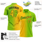 Custom Neon Green Yellow-Black 3D Gradient Fashion Performance Polo Shirt