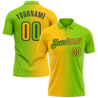 Custom Neon Green Yellow-Black 3D Gradient Fashion Performance Polo Shirt