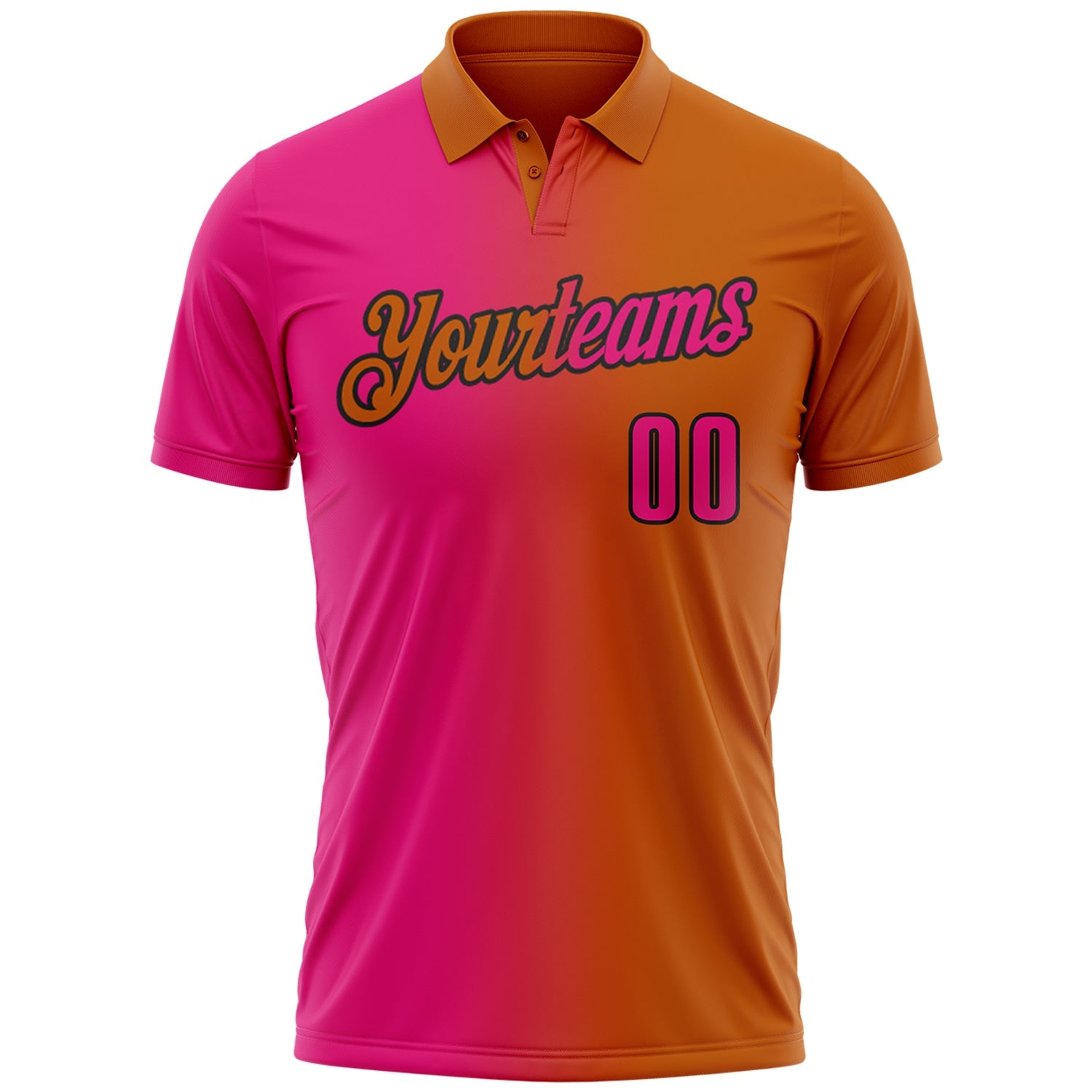 Custom Texas Orange Hot Pink-Black 3D Gradient Fashion Performance Polo Shirt