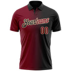 Custom Black Crimson-City Cream 3D Gradient Fashion Performance Polo Shirt