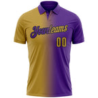 Custom Purple Old Gold-Black 3D Gradient Fashion Performance Polo Shirt
