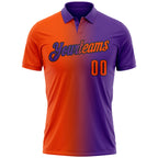 Custom Purple Orange-Black 3D Gradient Fashion Performance Polo Shirt