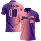 Custom Purple Medium Pink-Black 3D Gradient Fashion Performance Polo Shirt
